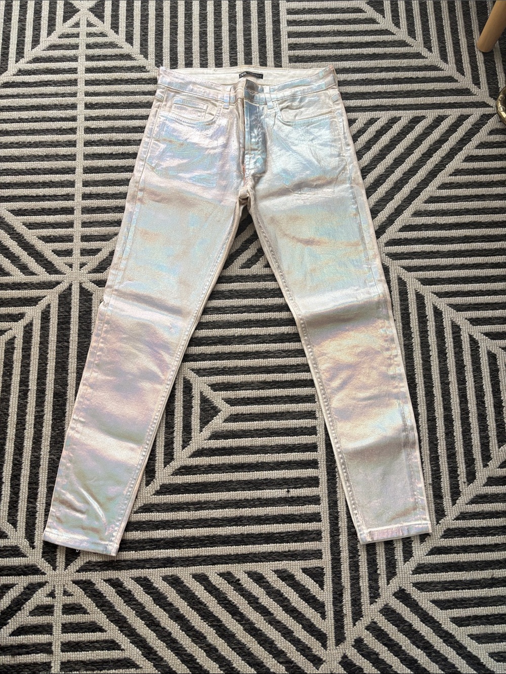 Zara Men's Iridescent White Skinny Jeans